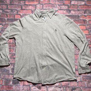 Polo Ralph Lauren Button Shirt -L- Featherweight Mesh Tan Heather -Brown Pony